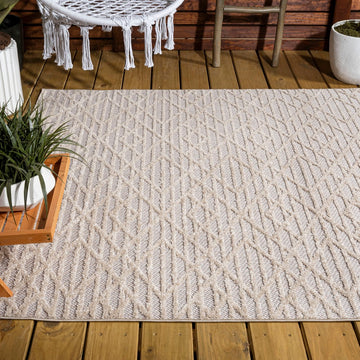 Ararat High-low Pile Moroccan Diamond Modern Indoor/outdoor Area Rug